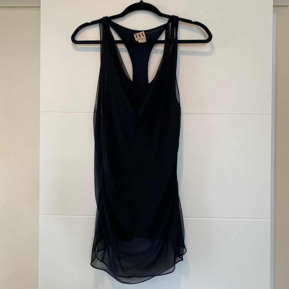 HauteHippie black draped blouse tank